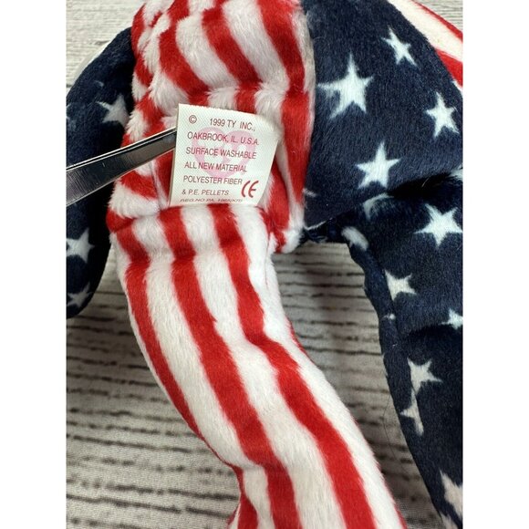 Beanie Babies SPANGLE BLUE WHITE & PINK Bears USA America Stars & Stripes 1999 - Picture 6 of 15